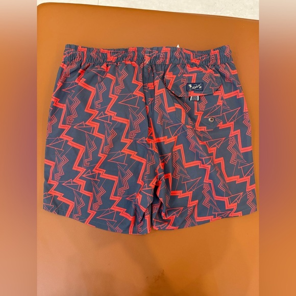 Red and Gray Men's Swim Shorts - Picture 3 of 3